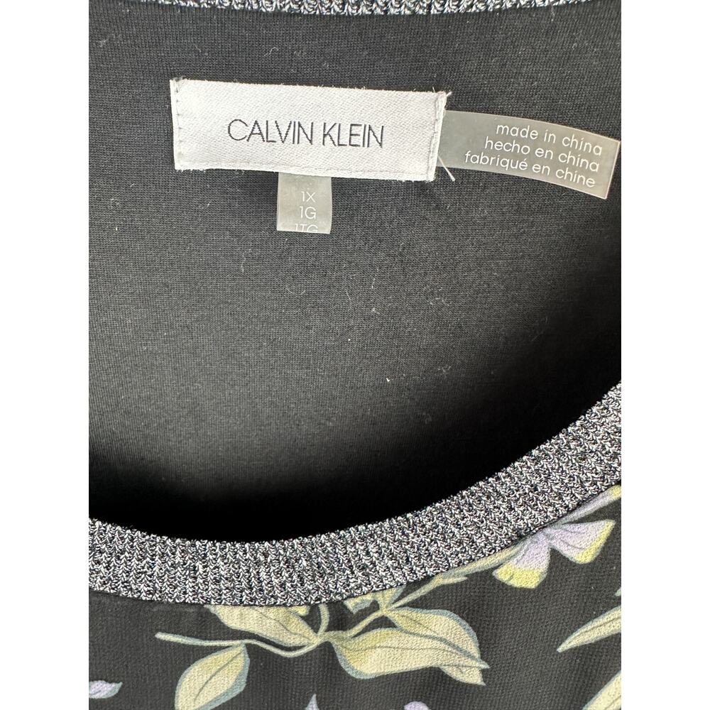 Calvin Klein Floral Wildflower Lined Tunic Blouse Mini Dress Womens Plus Size 1X - Picture 11 of 16